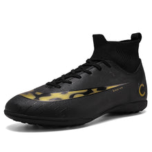 Load image into Gallery viewer, White Golden Men Football Boots High Ankle Soccer Shoe Women Soft Groud Man Football Shoes Botas De Futbol Socks Cleats Training