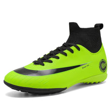 Load image into Gallery viewer, White Golden Men Football Boots High Ankle Soccer Shoe Women Soft Groud Man Football Shoes Botas De Futbol Socks Cleats Training