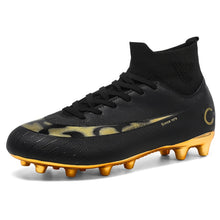 Load image into Gallery viewer, White Golden Men Football Boots High Ankle Soccer Shoe Women Soft Groud Man Football Shoes Botas De Futbol Socks Cleats Training